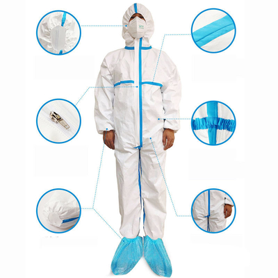 Fato-macaco estático impermeável das combinações da roupa ISO13485 protetora anti com punho feito malha